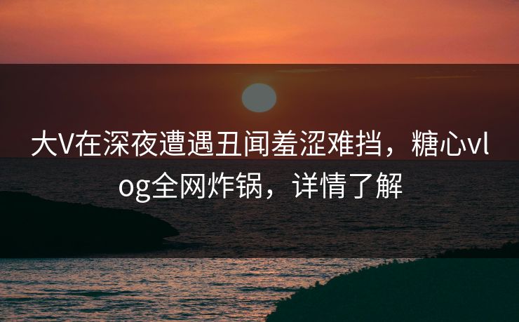 大V在深夜遭遇丑闻羞涩难挡，糖心vlog全网炸锅，详情了解